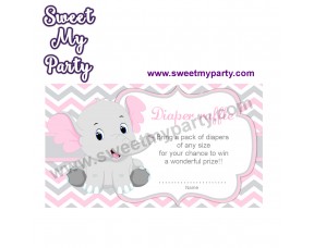 Pink and Grey Elephant diaper raffle,(10ebb)